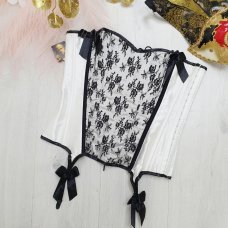 Белый корсет с черным кружевом