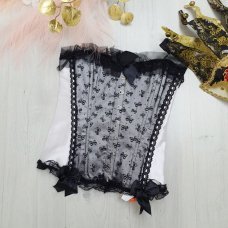 Элегантный белый корсет с бантиками