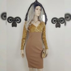 Бежевое платье с золотом и пайетками Бежевое платье с золотом и пайетками
